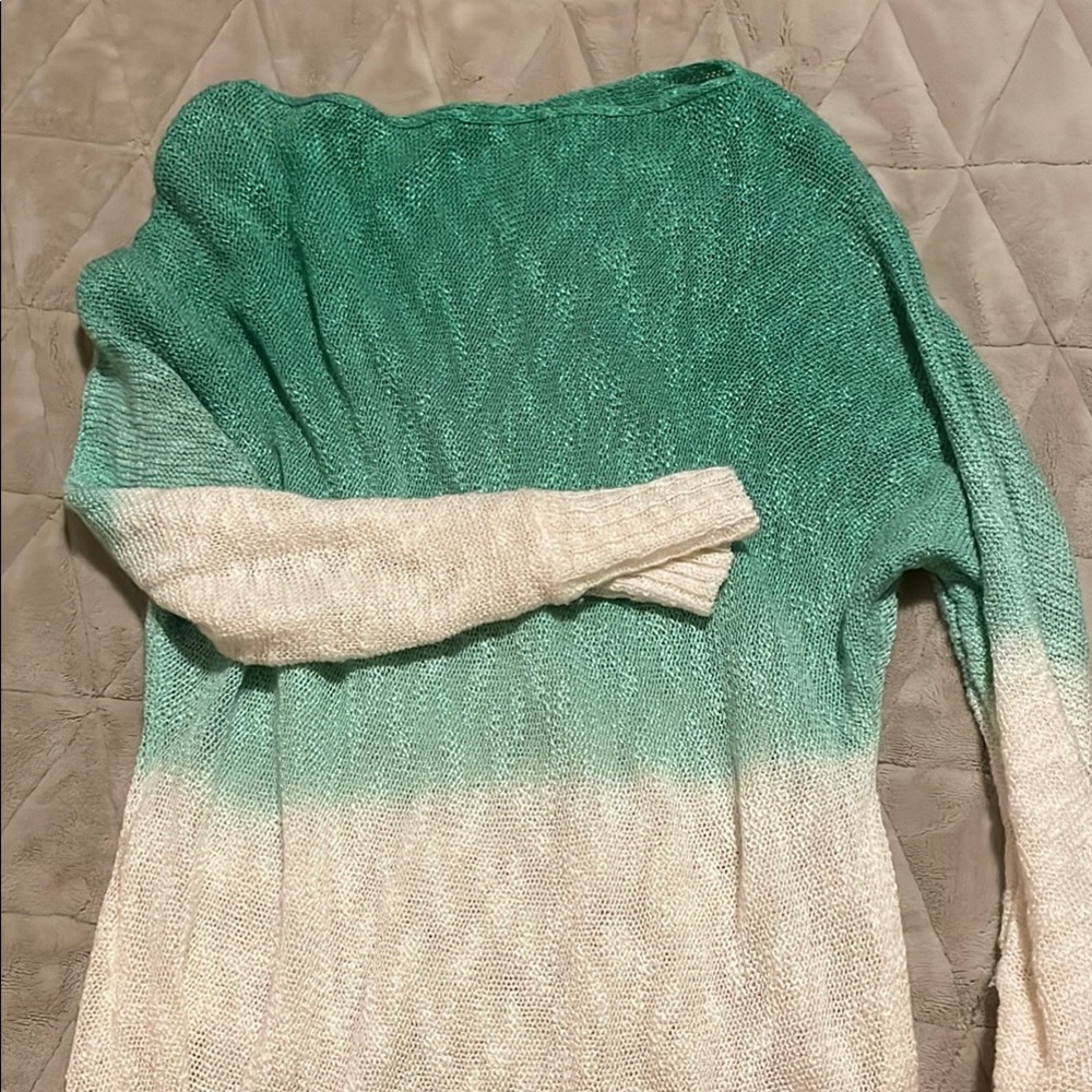 Green and White Women's Sweater